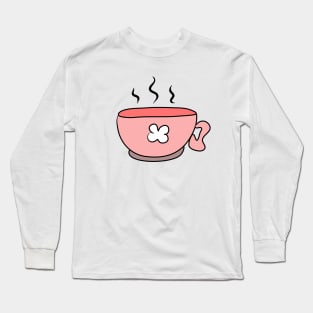 Cup of hot drink. Tea. Coffee. Steam. Food, cafe, restaurant. Breakfast lunch dinner. Long Sleeve T-Shirt